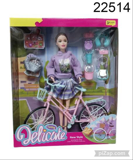 Imagen de MUÑECA C/BICICLETA Y ACCESORIOS 30 CM 12.24
